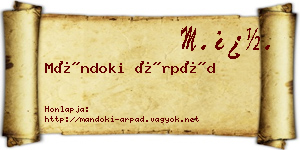 Mándoki Árpád névjegykártya